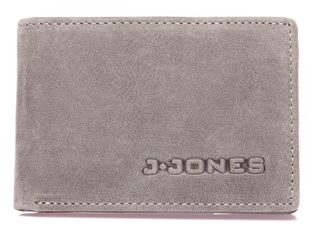 J Jones Small grey men's RFID leather wallet