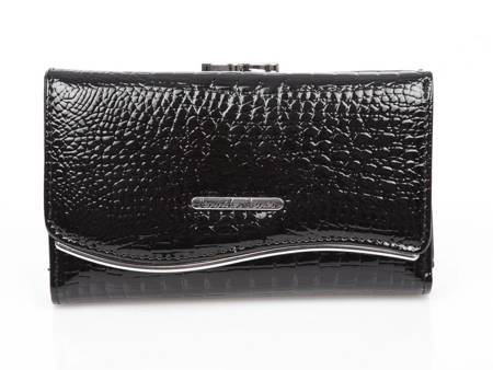 Jennifer Jones Women's lacquered wallet with tinsel black